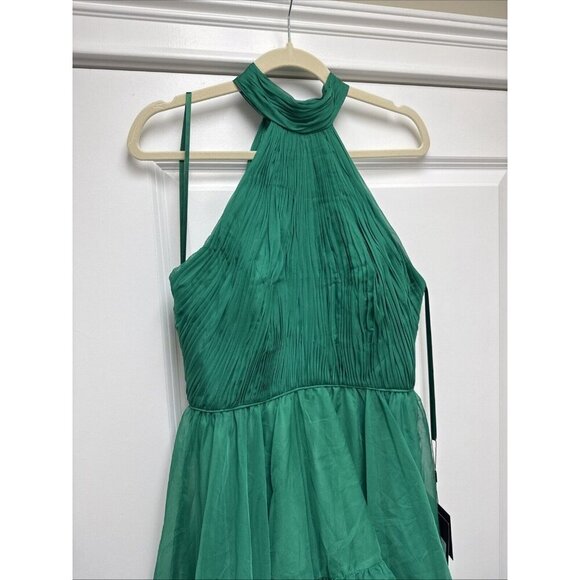 Mac Duggal Green Halter Neck Midi Dress - Picture 5 of 10